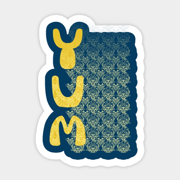 YUM - Breakfast Damask Food Pattern Sticker by theMeticulousWhim